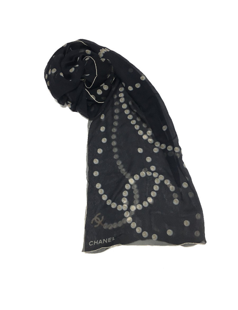 Foulard CHANEL en soie noire