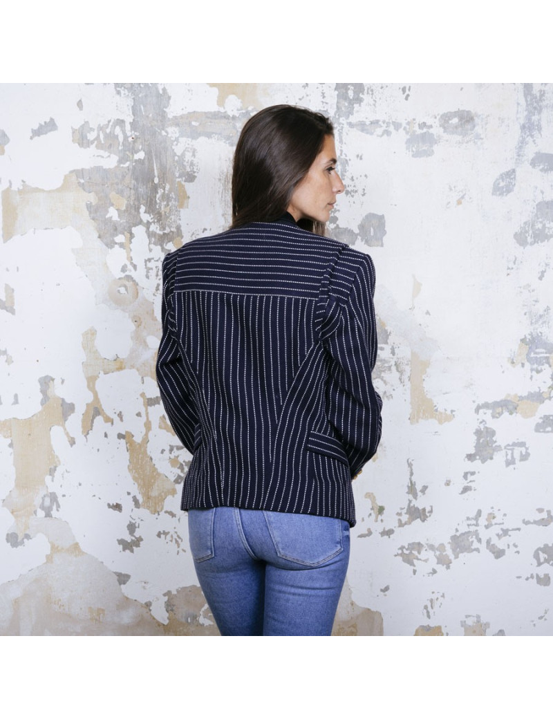 Veste T 42 BALENCIAGA bleu marine avec rayures blanches