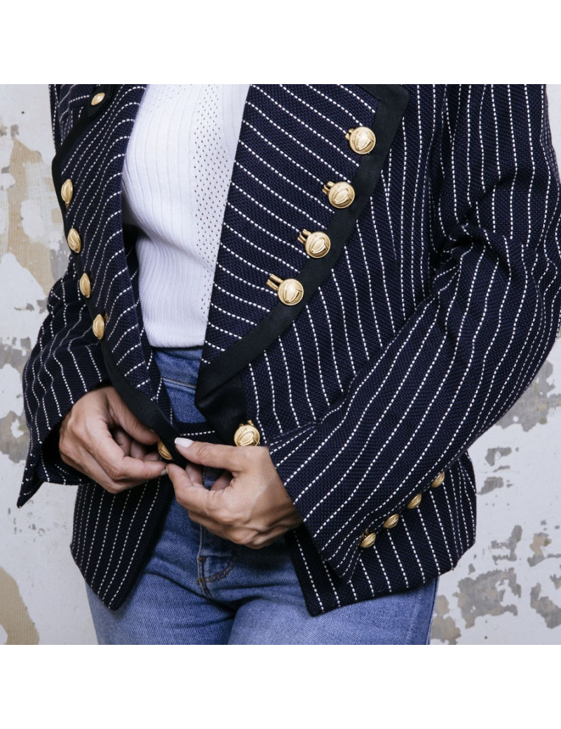 Veste T 42 BALENCIAGA bleu marine avec rayures blanches