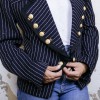 BALENCIAGA jacket in navy blue cotton and white stripes size 42
