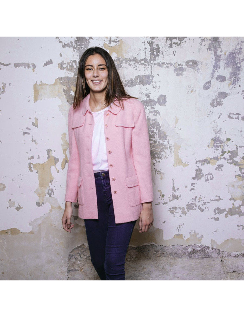 Veste T 38 CHANEL tweed rose