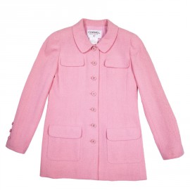 CHANEL vintage jacket in pink wool tweed size 38FR