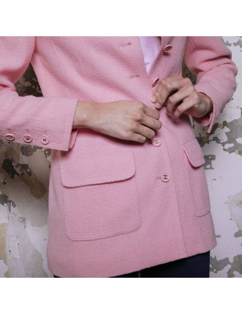 Veste T 38 CHANEL tweed rose
