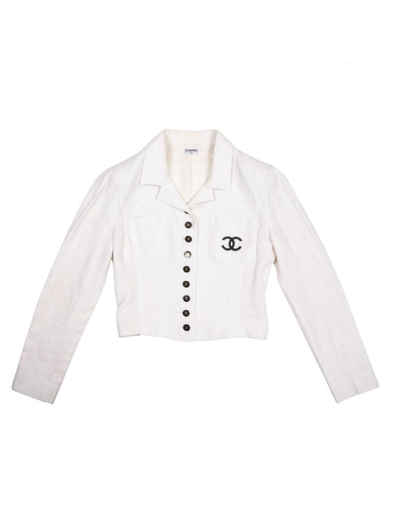 Veste CHANEL en lin écru