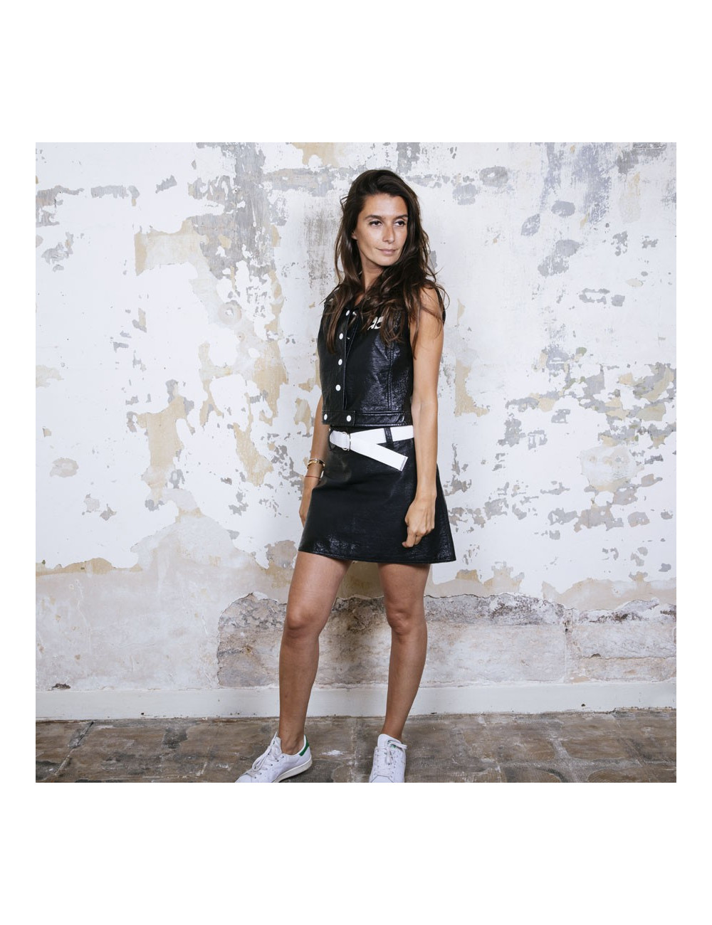 Ensemble T 40 blouson et jupe COURREGES noir