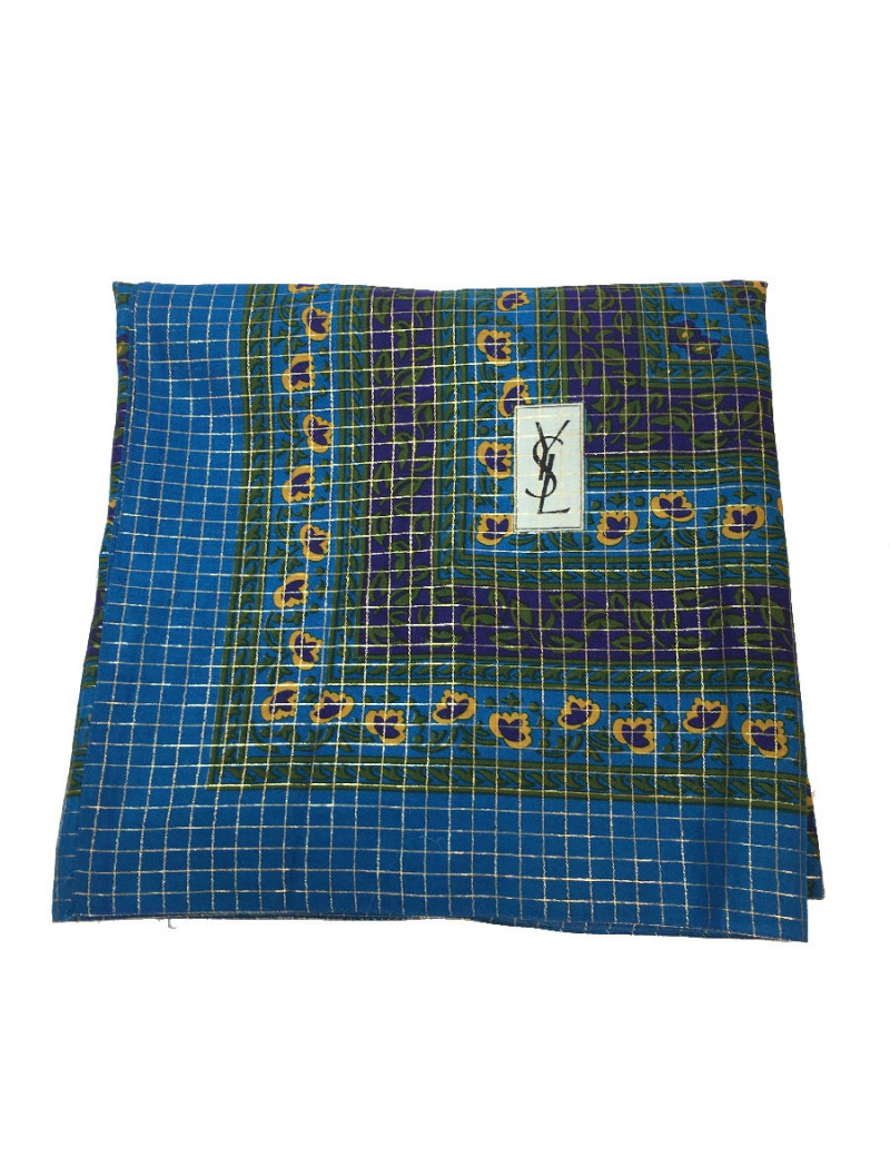 YVES SAINT LAURENT stole in cotton and gold threads