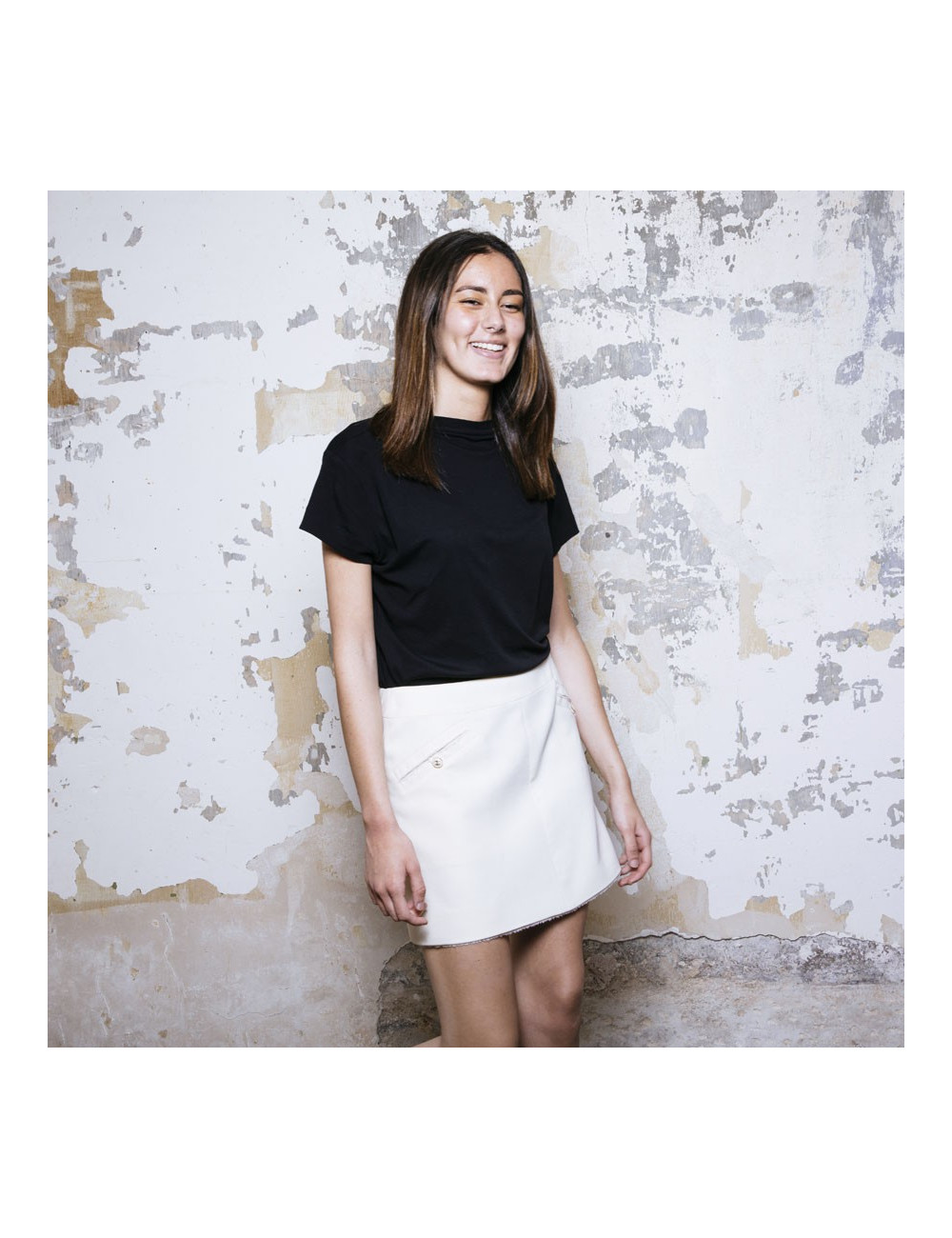 CHANEL short skirt in beige wool size 38FR