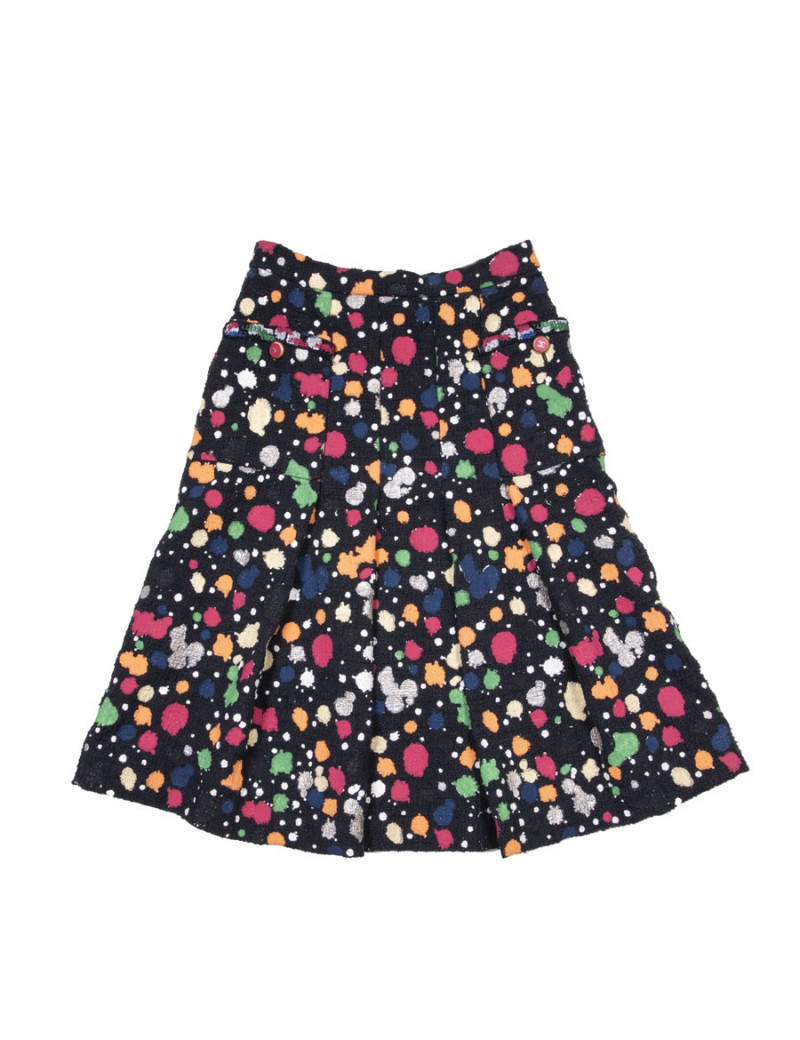 Jupe t 36 CHANEL Tweed bleu et peinture multicolore