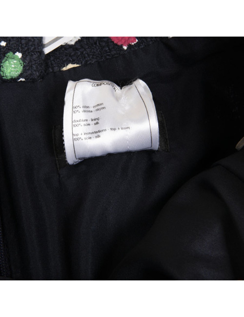 Jupe T36 CHANEL Tweed bleu et peinture multicolore