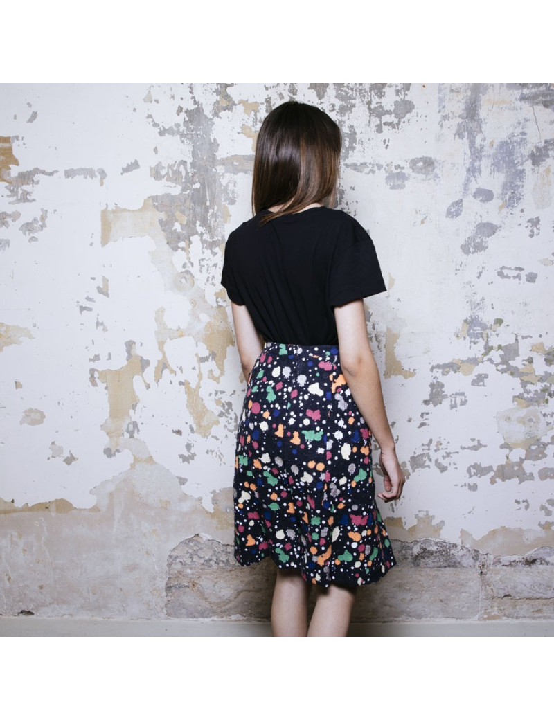 Jupe t 36 CHANEL Tweed bleu et peinture multicolore