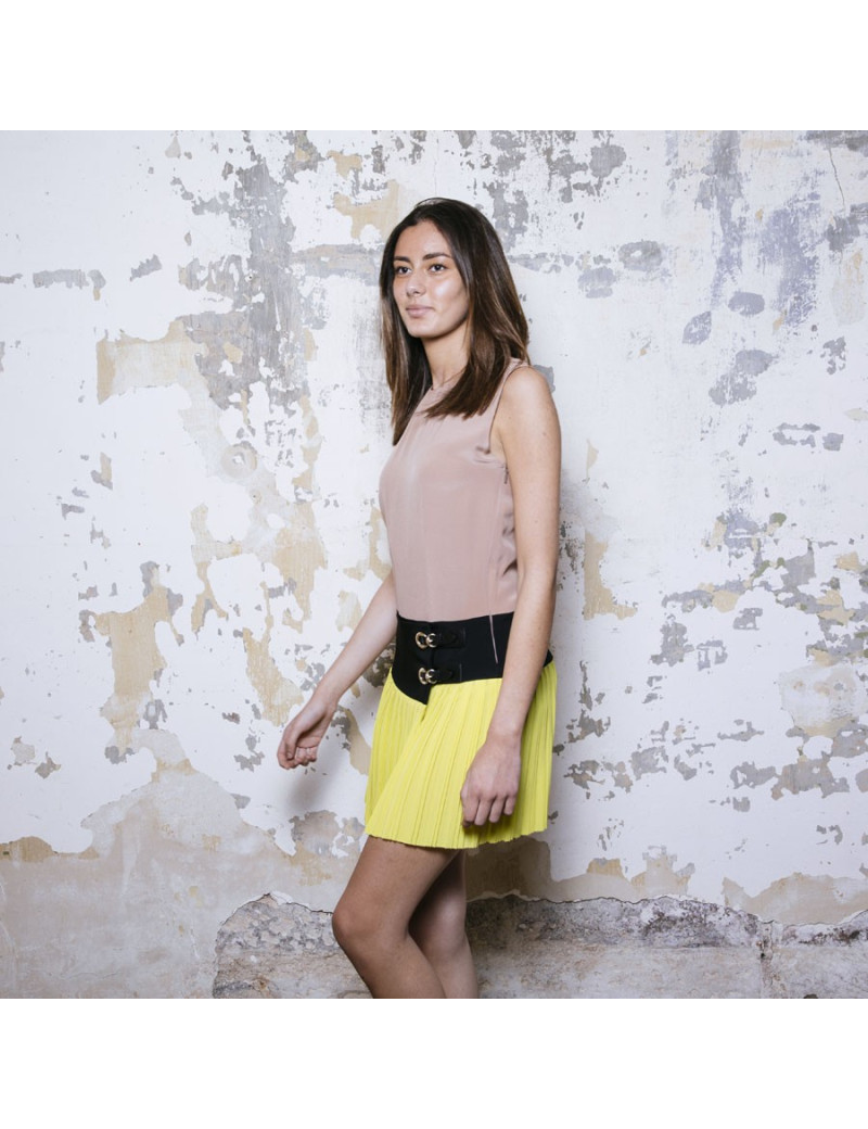 GUCCI dress in camel, black and yellow silk size 40 it / 36 FR