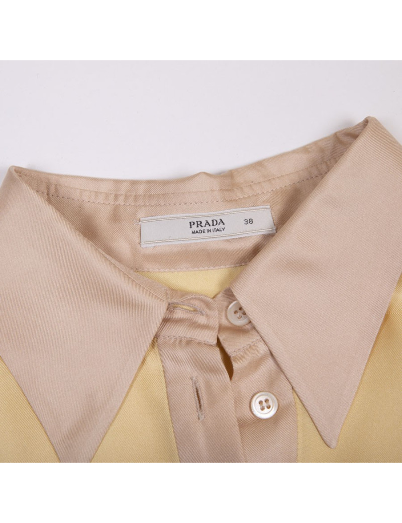 Robe T 38 PRADA en soie jaune pâle