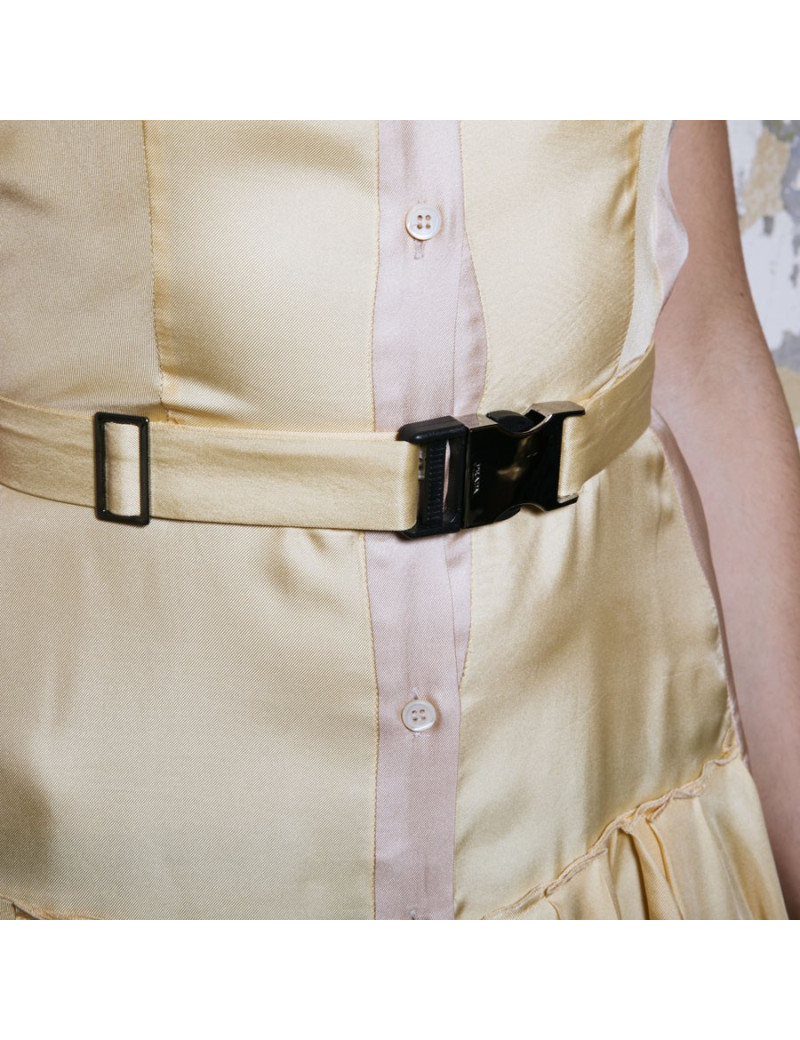 PRADA shirt dress in pale yellow silk size 38FR