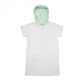Robe sweat COURREGES blanche et capuche verte