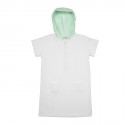 Robe sweat T L COURREGES blanche et capuche verte Vintage