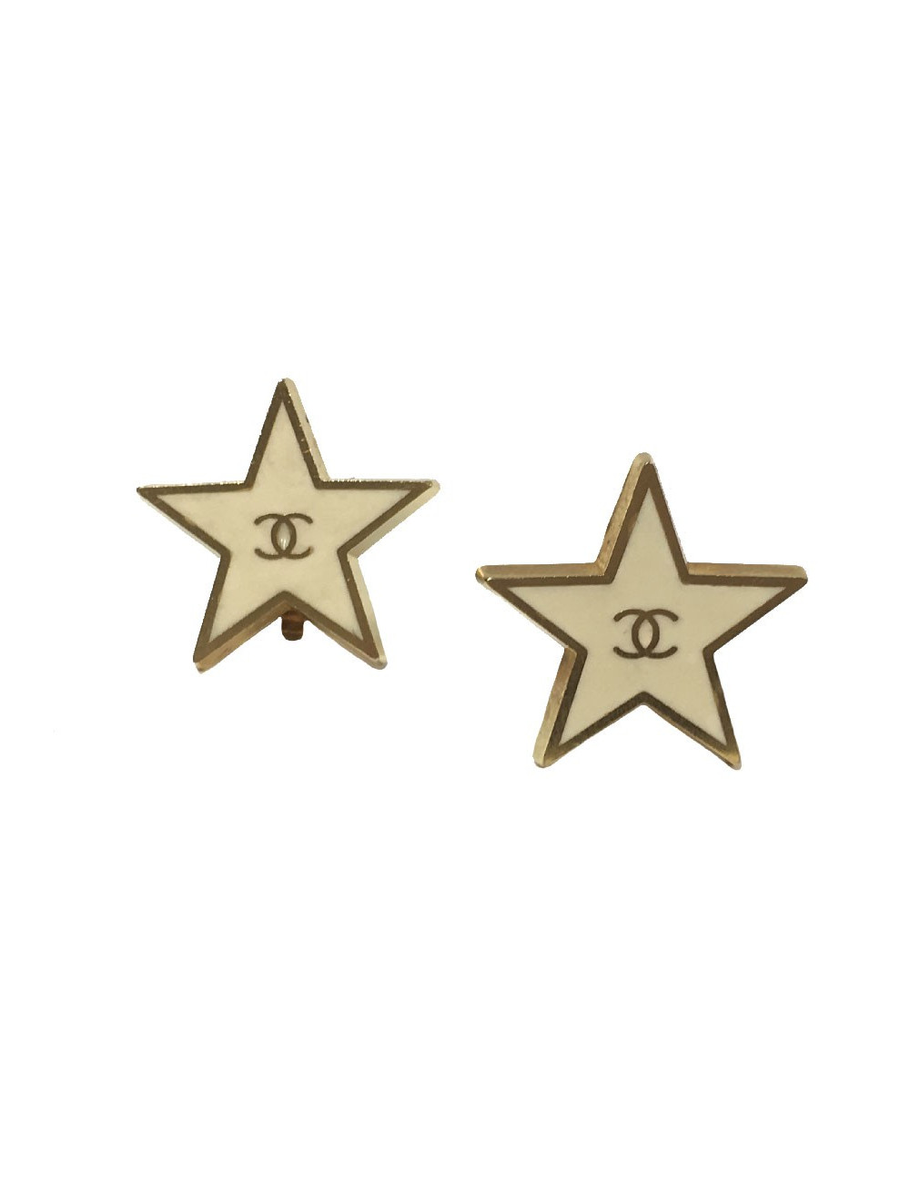CHANEL star clip-on earrings in gilt metal and ivory resin