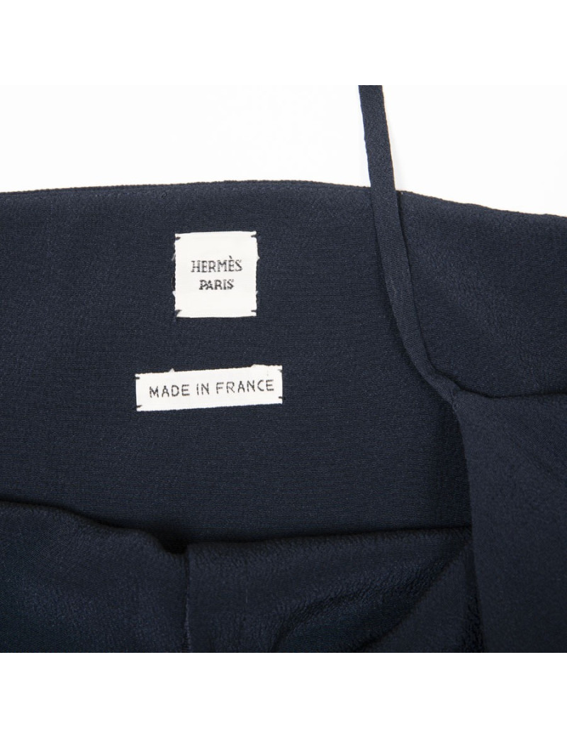 Robe T 34 HERMES soie bleue marine