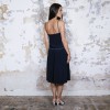 HERMES pleated dress in navy blue silk size 34FR