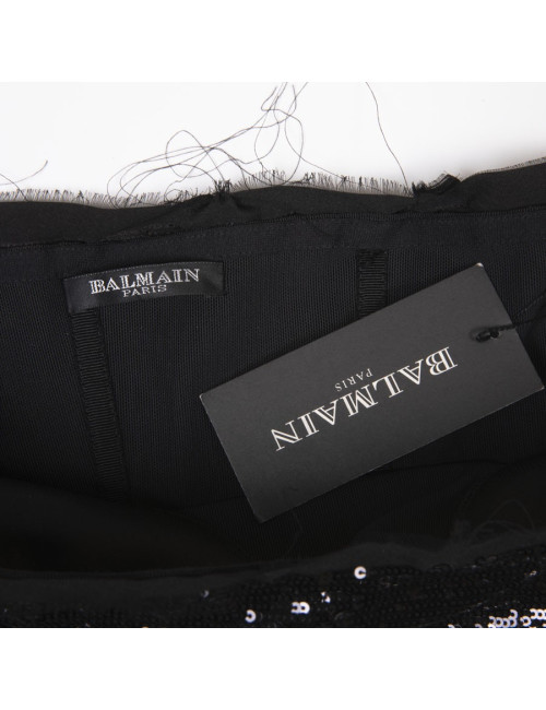 BALMAIN black sequins long dress size 38FR