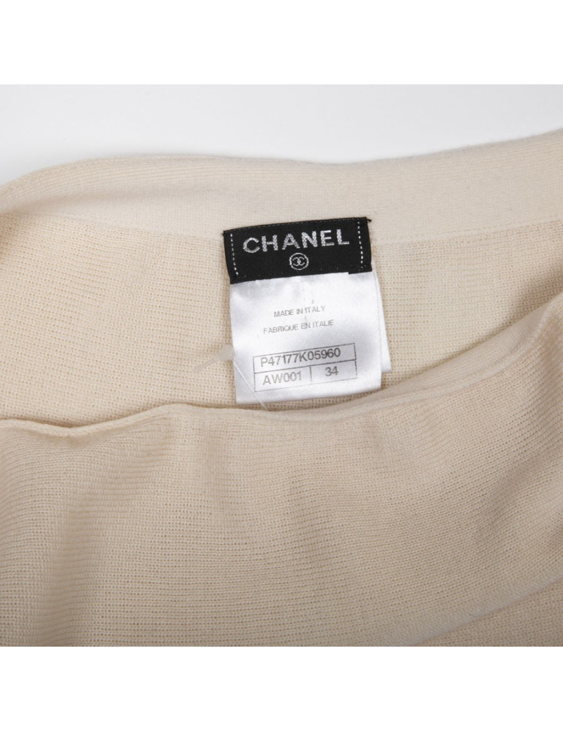 Jupe t 34 CHANEL laine et cachemire écrue