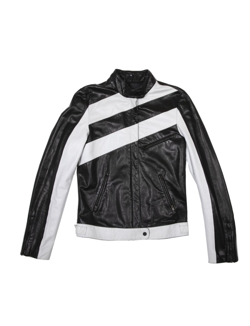 KARL LAGERFELD en cuir souple  blanc et noir