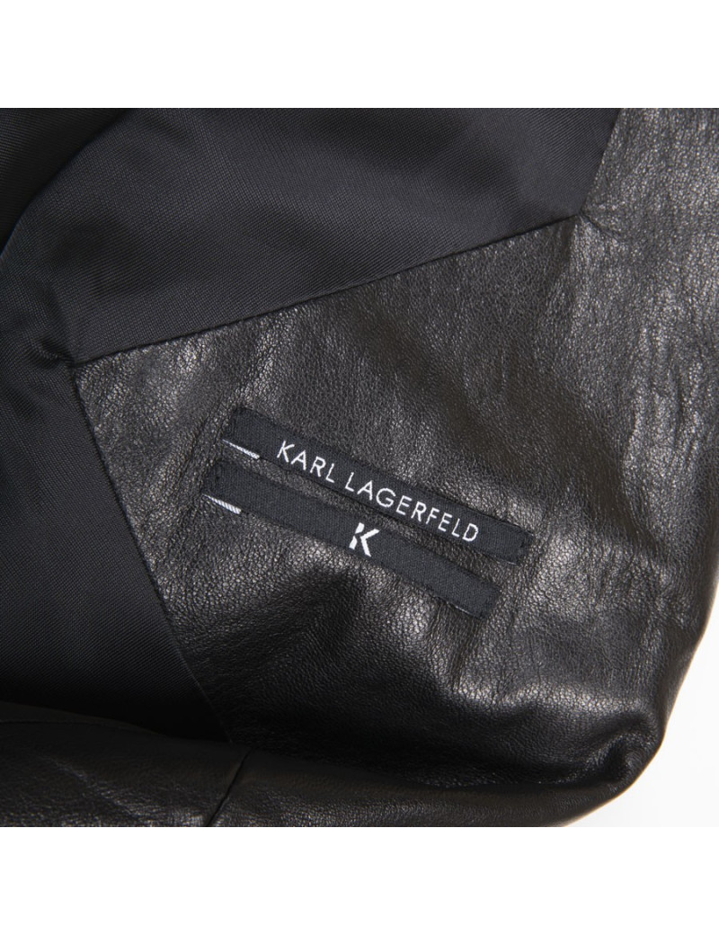 Biker KARL LAGERFELD t 40 en cuir souple  blanc et noir