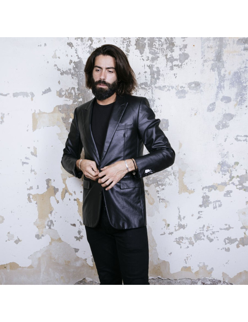 DIOR blazer in black coated cotton canvas size 48IT 44FR