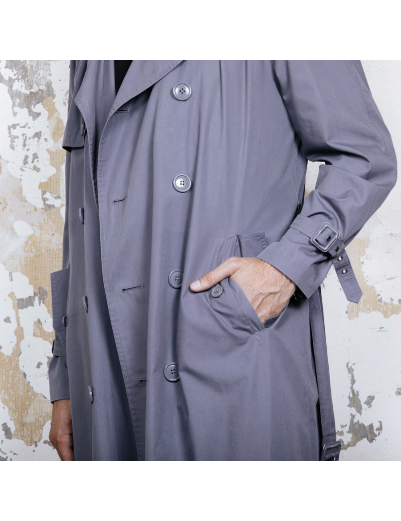 YVES SAINT LAURENT trench coat in gray blue fabric size 44FR
