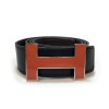 HERMES H reversible belt 80FR in black swift leather and brown epsom calfskin.
