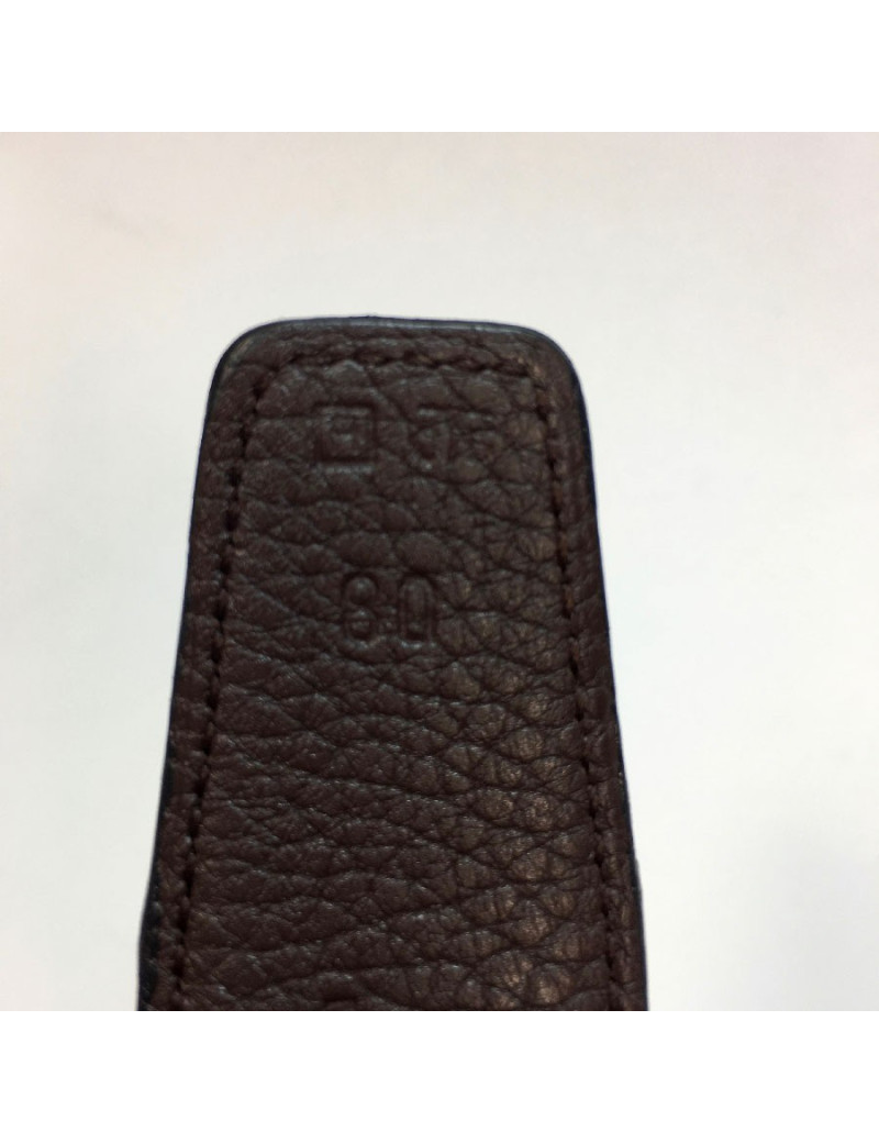 HERMES H reversible belt 80FR in black swift leather and brown epsom calfskin.