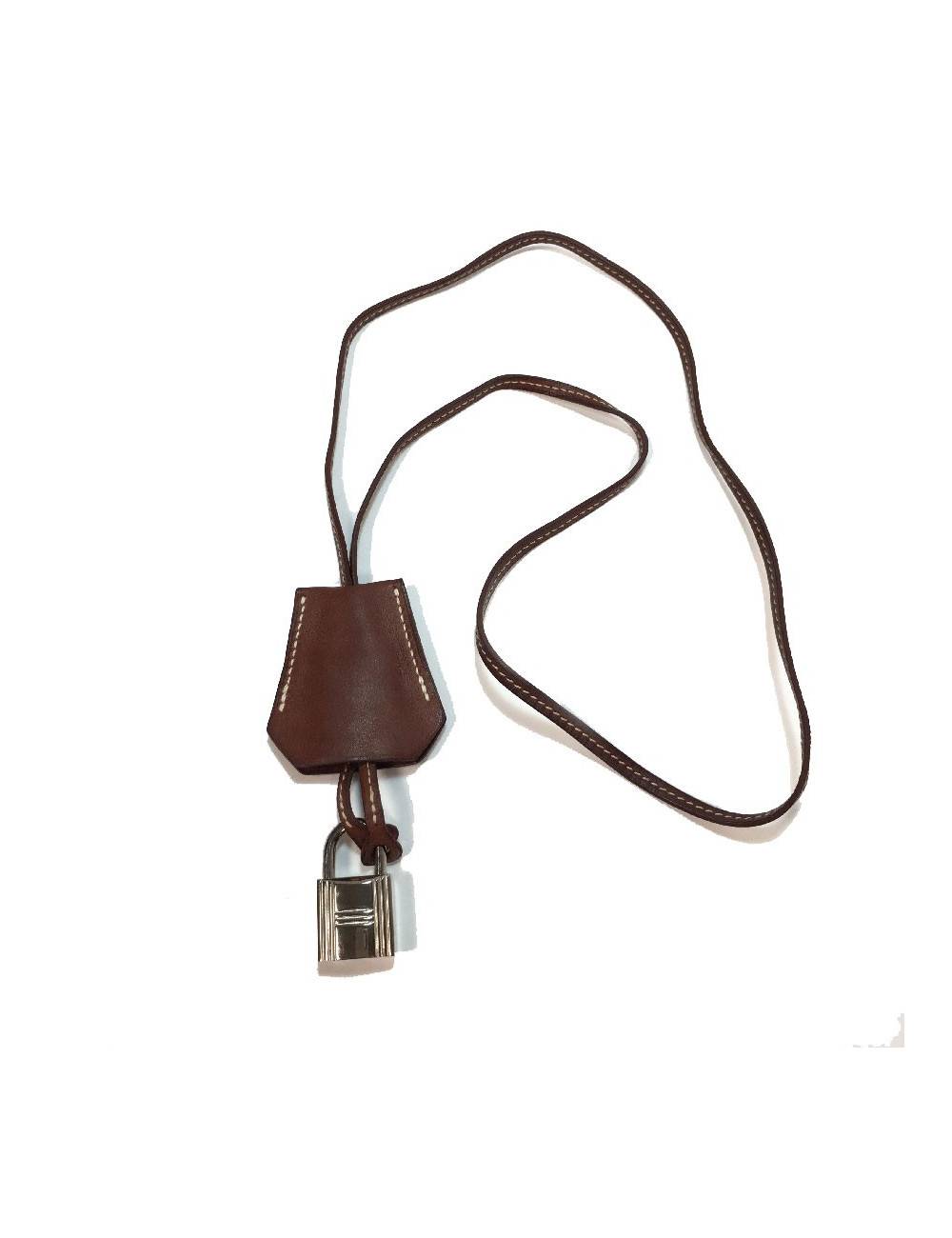 Collier cadenas HERMES cuir veau barénia