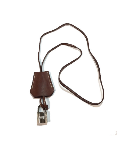 Collier cadenas HERMES cuir veau barénia