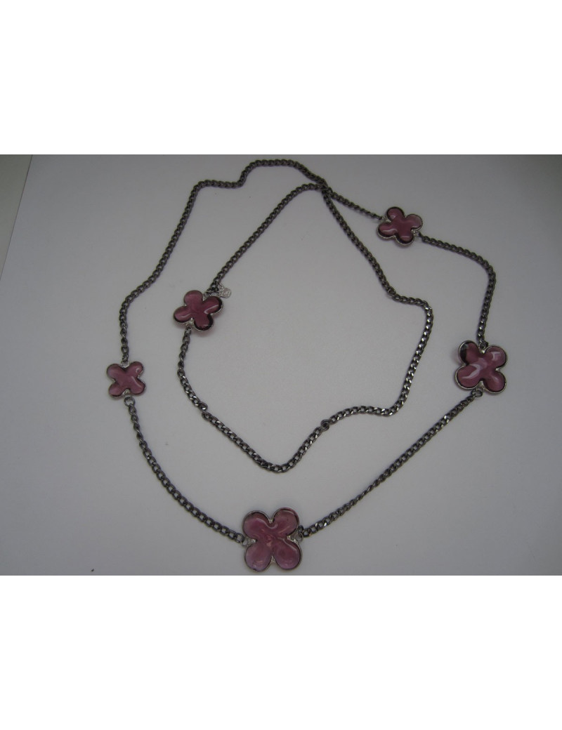 Sautoir trèfles mauve MARGUERITE DE VALOIS