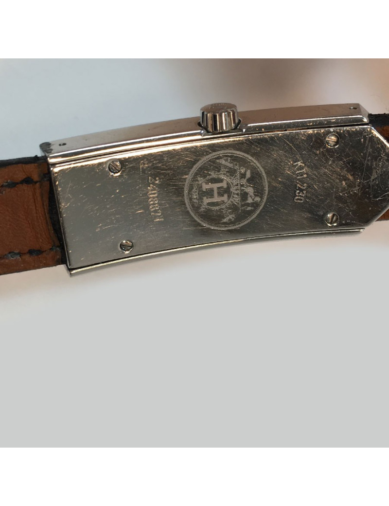 Montre HERMES Kelly II double tour en cuir noir