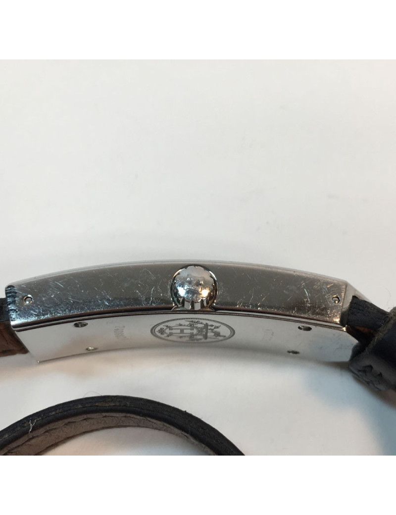 Montre HERMES Kelly II double tour en cuir noir