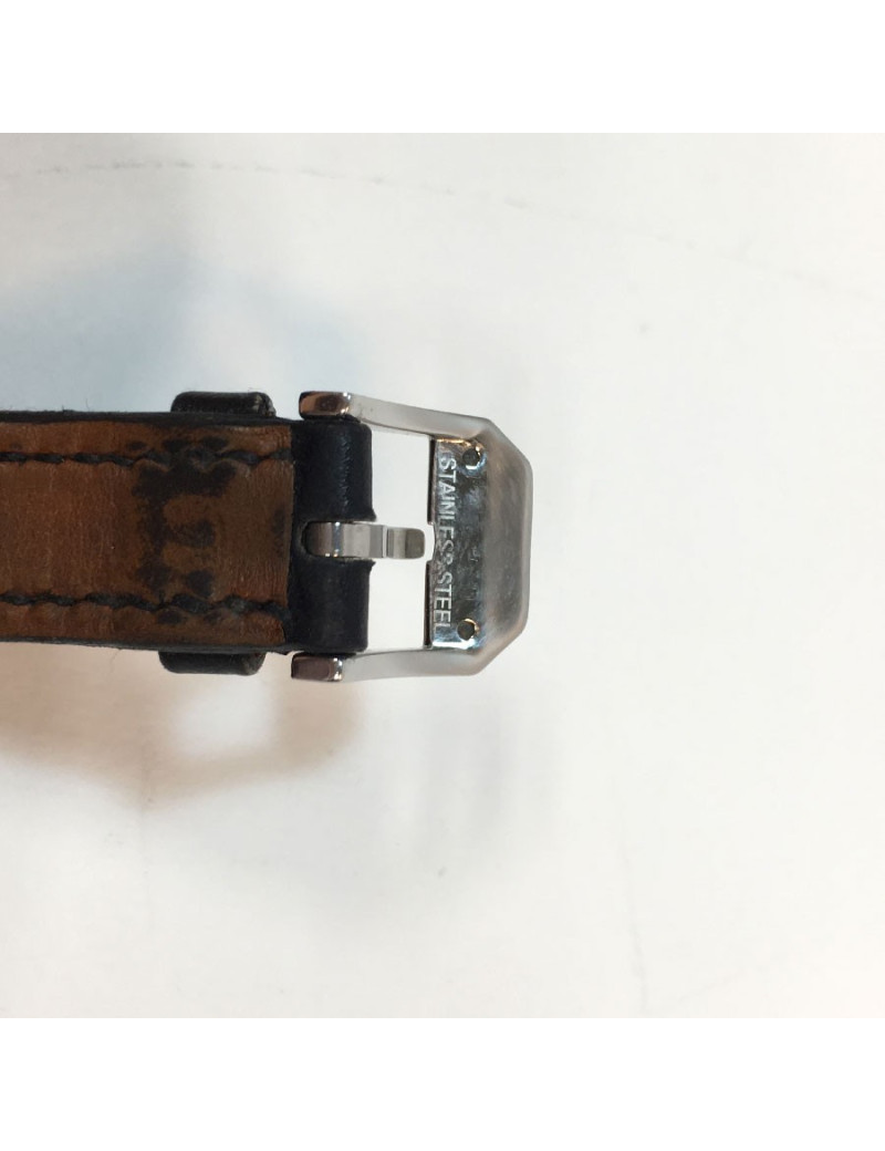 Montre HERMES Kelly II double tour en cuir noir