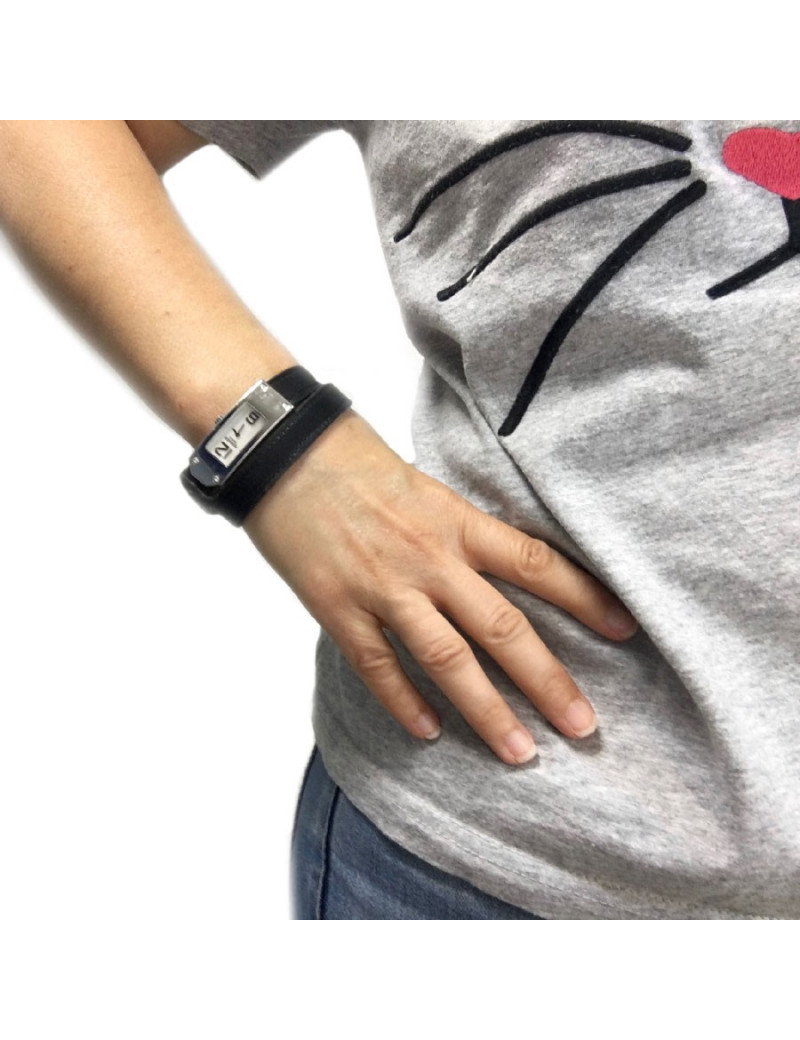 Montre HERMES Kelly II double tour en cuir noir