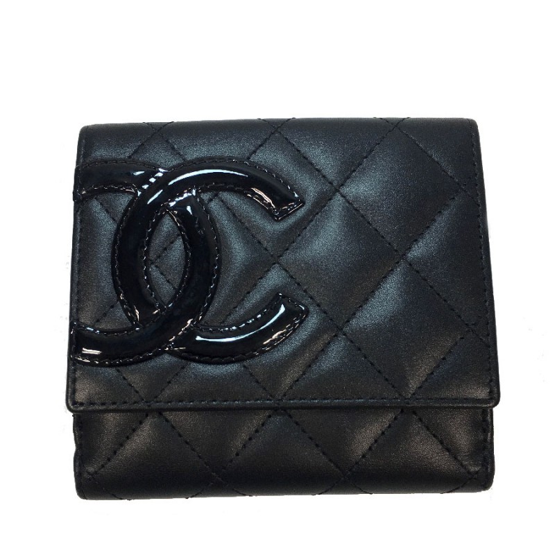 CHANEL Cambon wallet in black quilted lamb leather - VALOIS VINTAGE PARIS