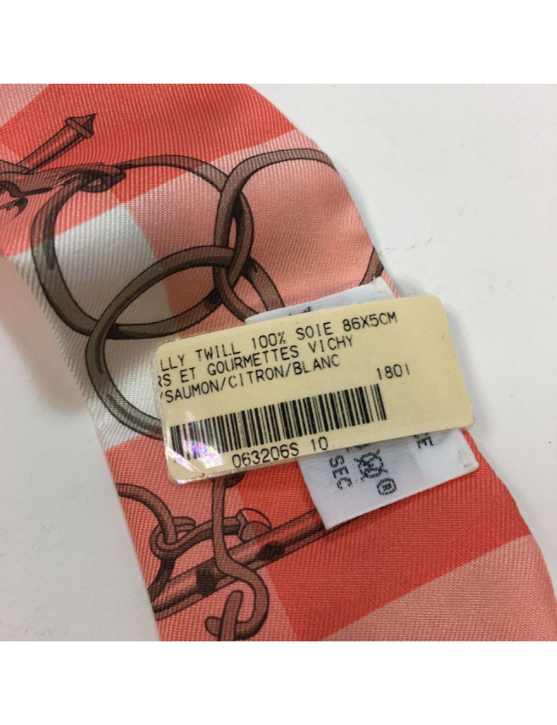 HERMES twilly 'Mors et Gourmettes' in multicolored silk