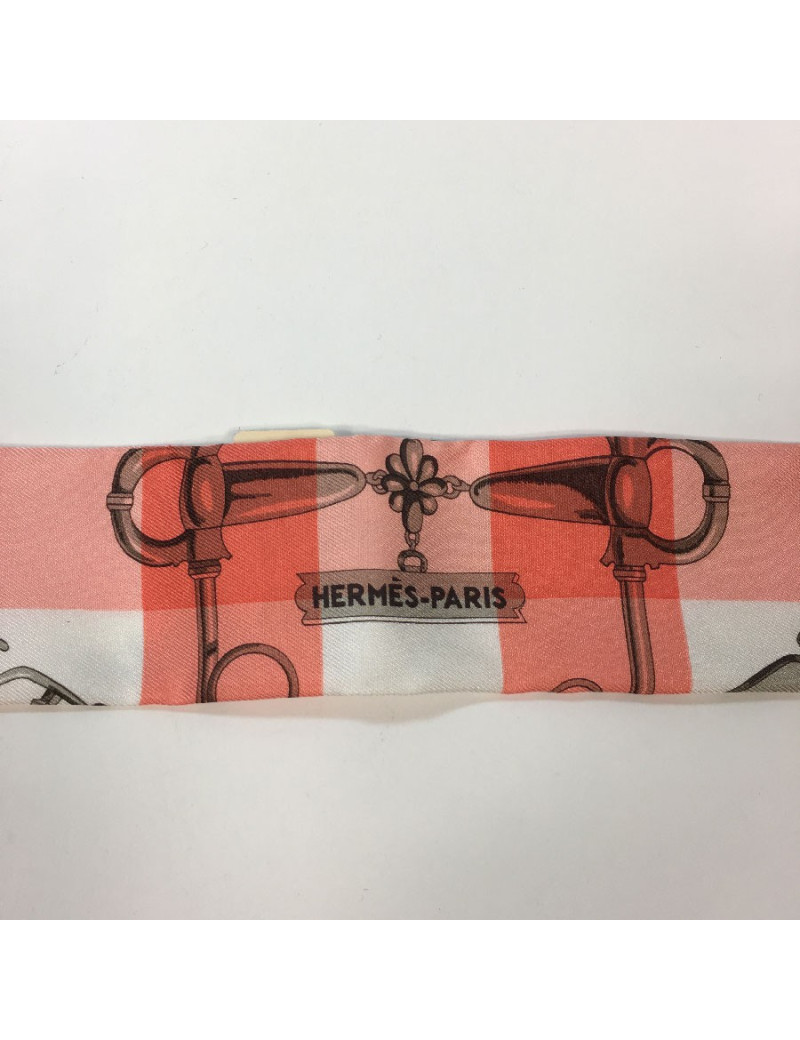 HERMES twilly 'Mors et Gourmettes' in multicolored silk
