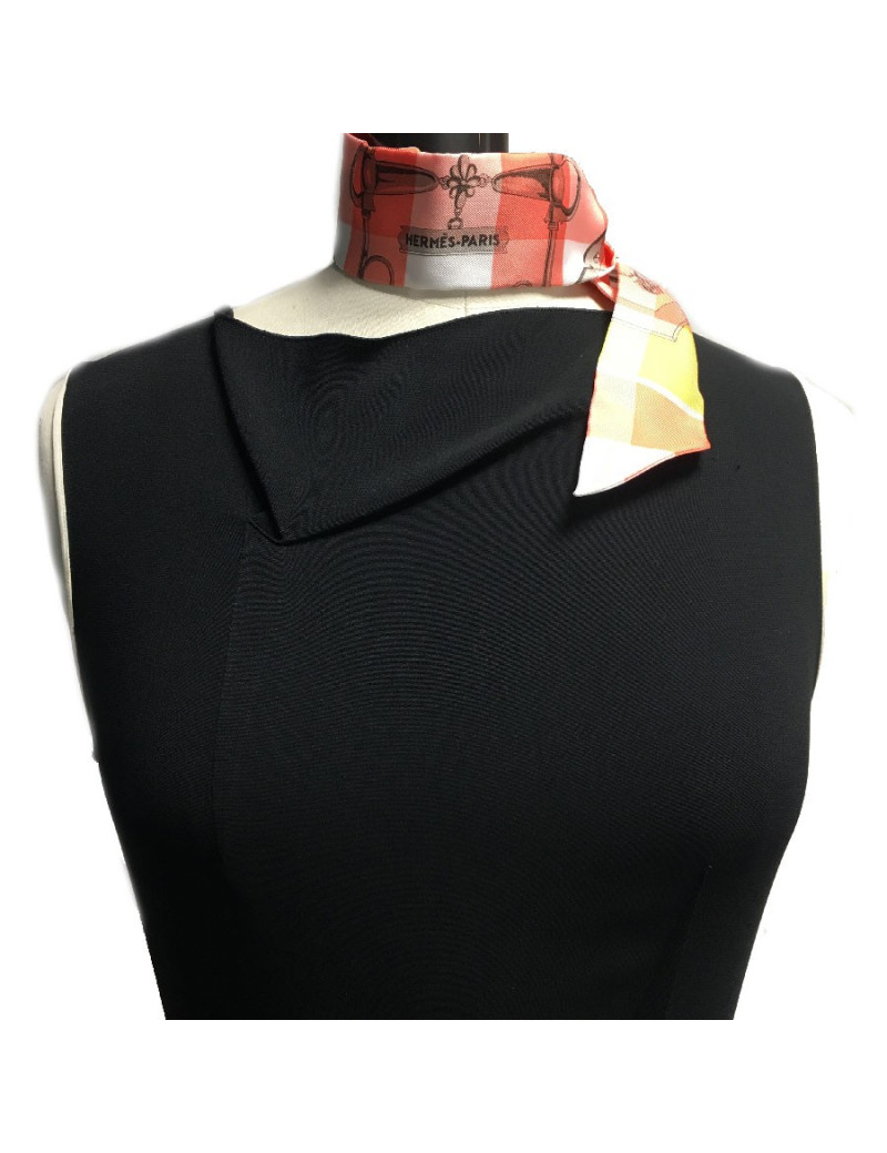 HERMES twilly 'Mors et Gourmettes' in multicolored silk