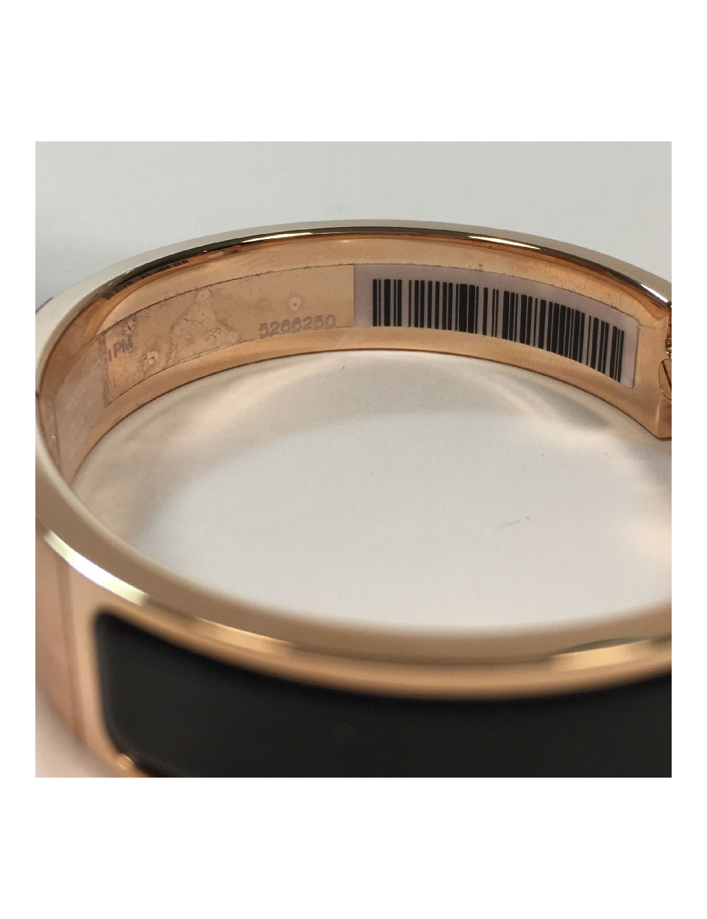 Bracelet Clic H HERMES émail noir et métal rose PM