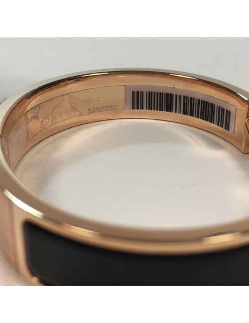 Bracelet Clic H HERMES émail noir et métal rose PM