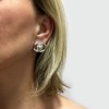 CHANEL vintage CC clip-on earrings in silver metal and rhinestones