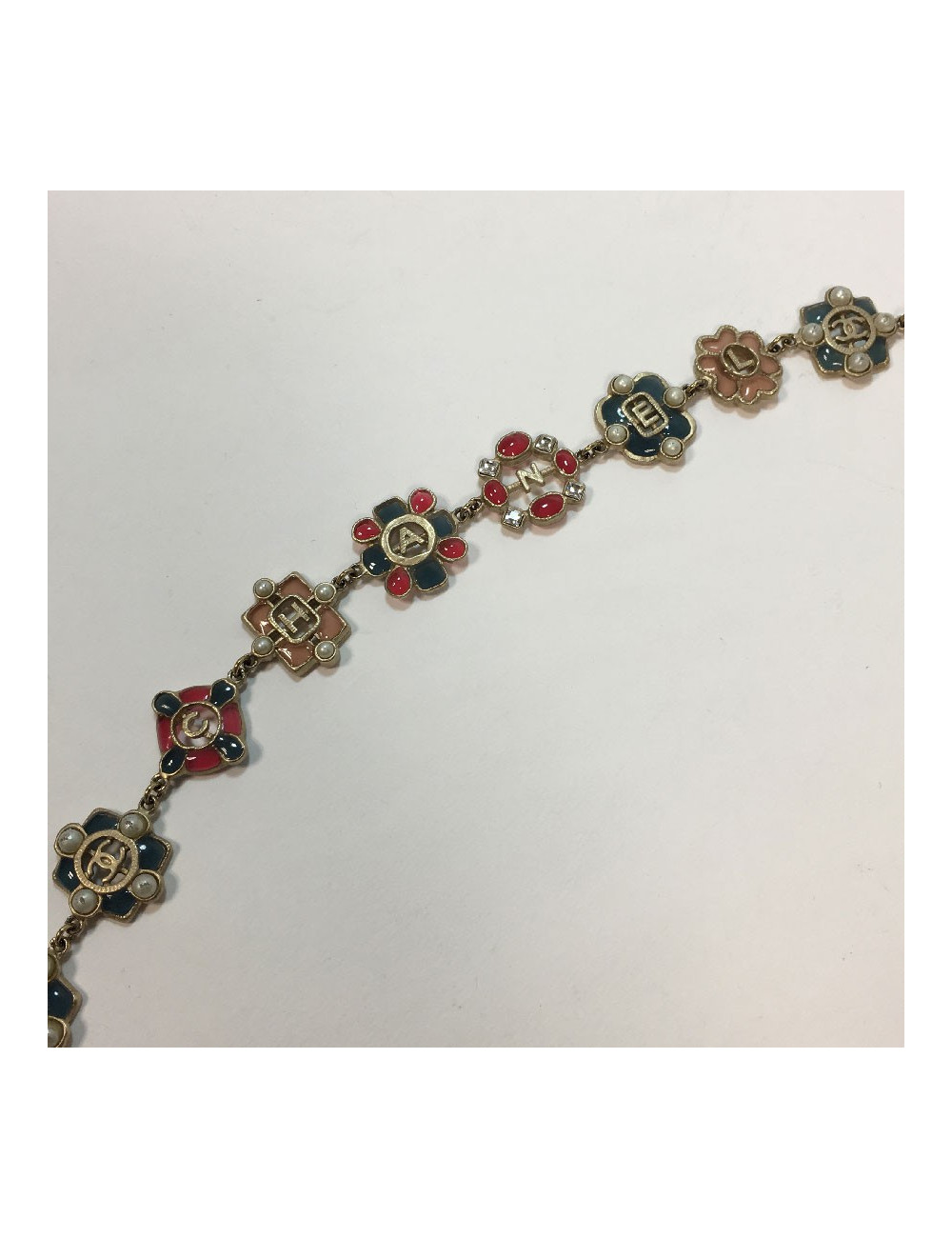 Sautoir/ Ceinture CHANEL métal et pâte de verre