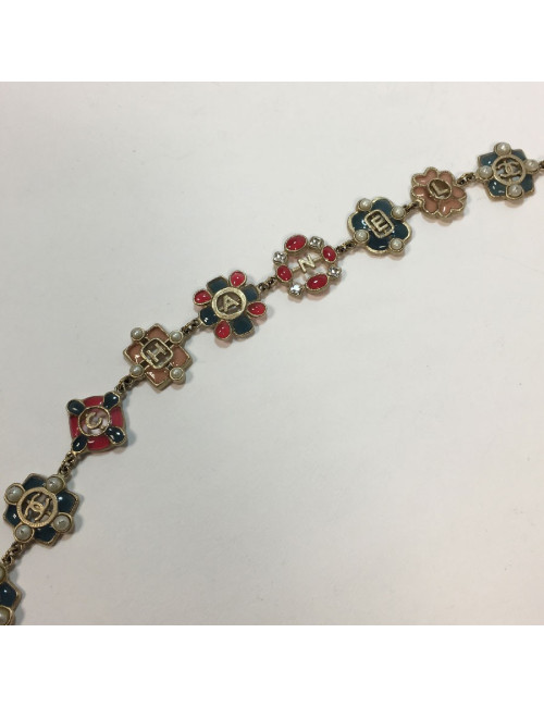 Sautoir/ Ceinture CHANEL métal et pâte de verre