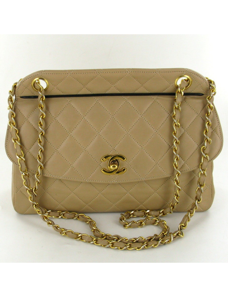 sac CHANEL chèvre beige