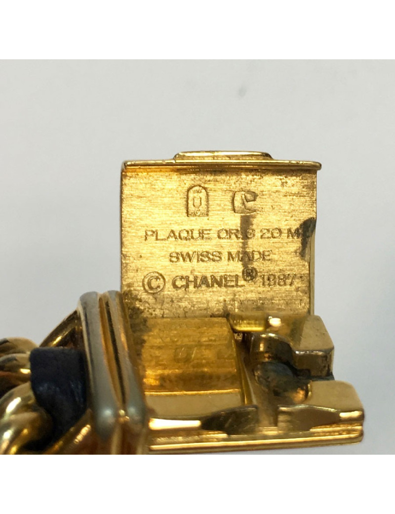 Montre Première CHANEL plaqué or et cuir noir