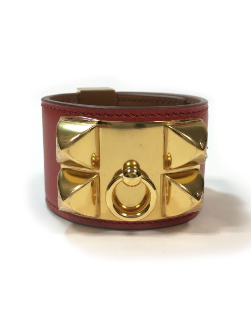 Manchette médor CDC HERMES en veau couleur sanguine