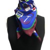 HERMES scarf " Carré en boucles" in royal blue, burgundy and green silk